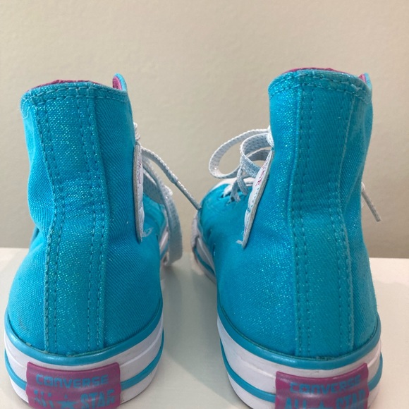 Converse All Star Chuck Taylor hight top metallic blue junior sneaker used Sz 3 - Picture 3 of 10